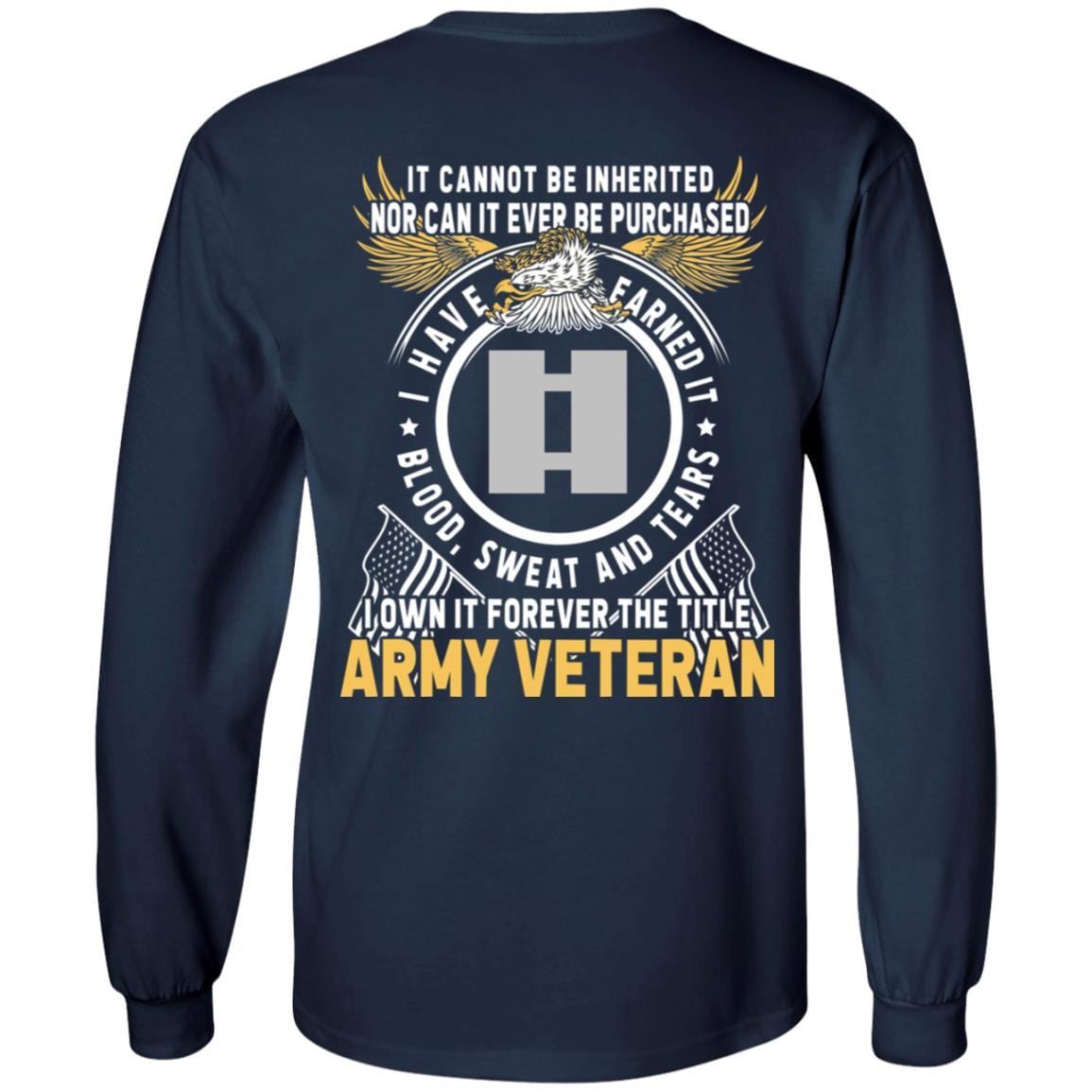 US Army O-3 Captain O3 CPT Commissioned Officer Ranks T-Shirt For Men On Back-TShirt-Army-Veterans Nation