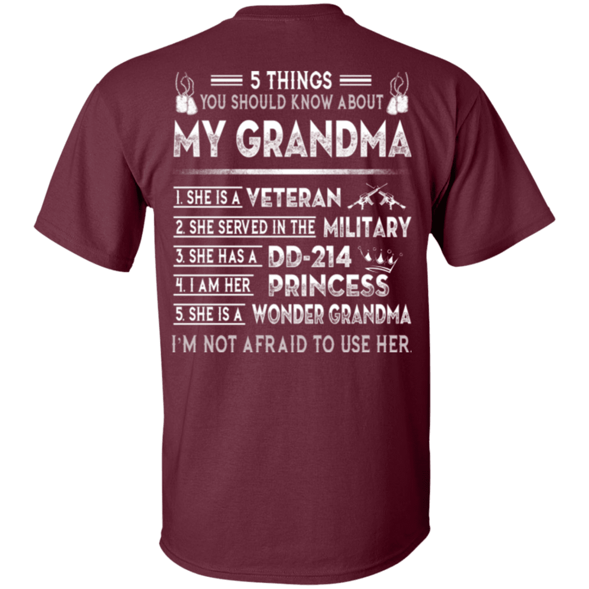 Military T-Shirt "5 Things You Should Know About My Grandma DD214"-TShirt-General-Veterans Nation