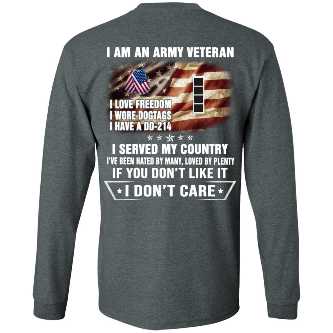T-Shirt "I Am An Army Veteran" W-4 Chief Warrant Officer 4(CW4)Rank On Back-TShirt-Army-Veterans Nation