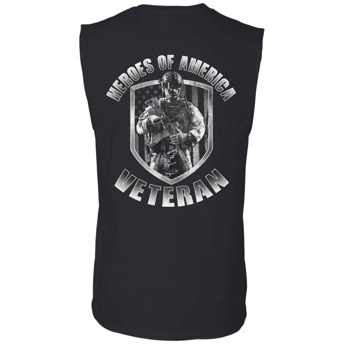 Military T-Shirt "Veteran - Heroes Of America" Men Back-TShirt-General-Veterans Nation
