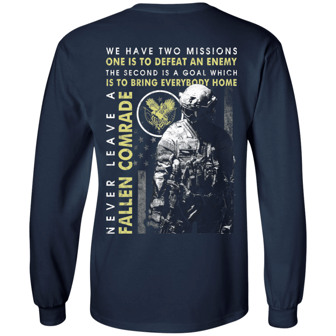 Military T-Shirt "Never Leave A Fallen Comrade Veteran" Men Back-TShirt-General-Veterans Nation