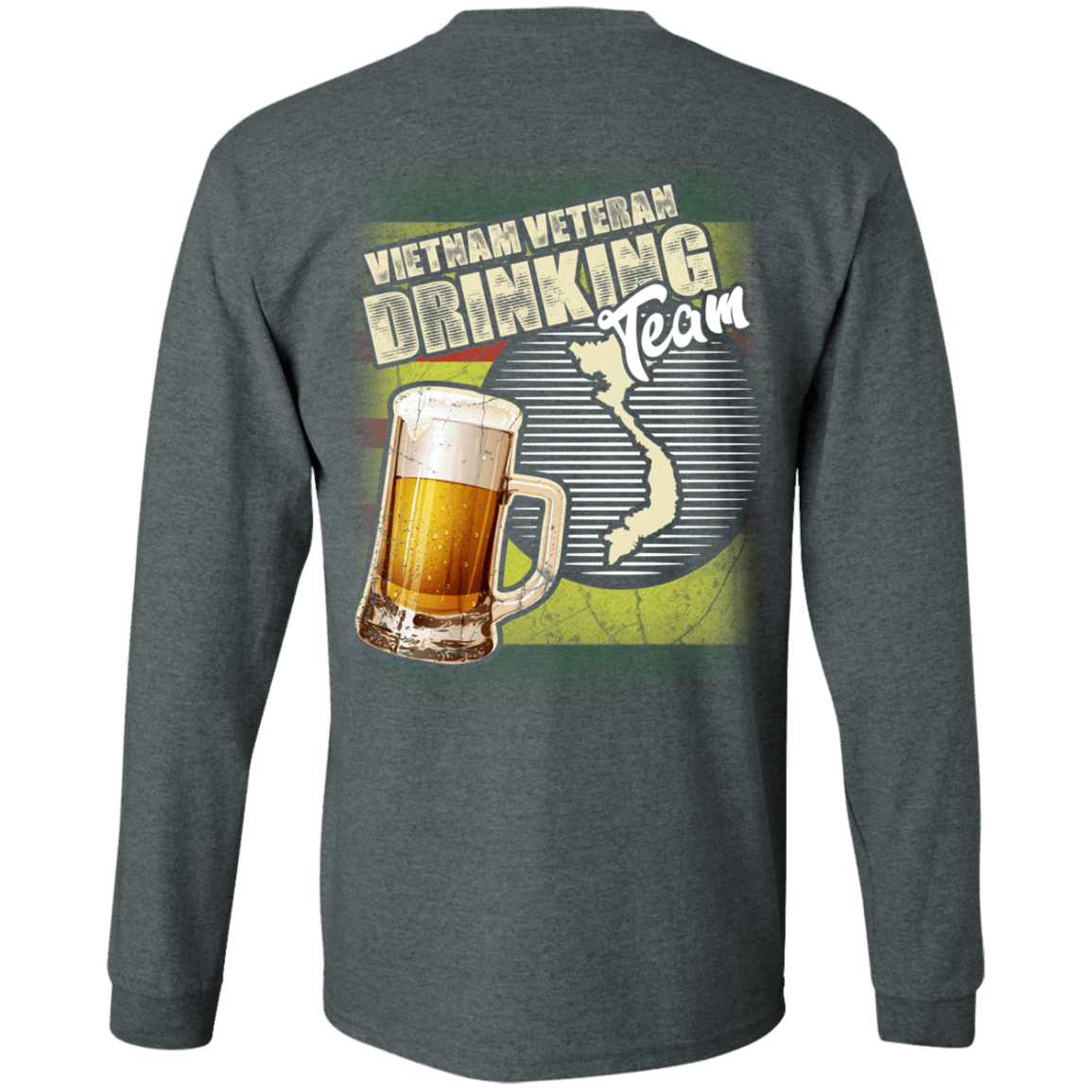 Military T-Shirt "Vietnam Veteran Drinking Bear Team Back"-TShirt-General-Veterans Nation