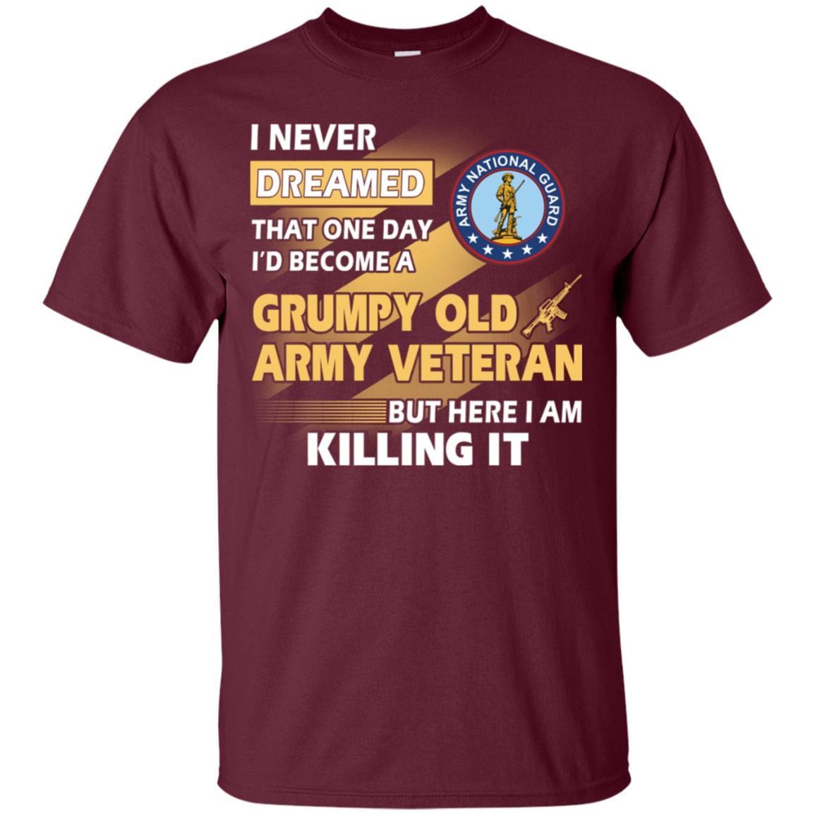 US Army T-Shirt "National Guard Grumpy Old Veteran" On Front-TShirt-Army-Veterans Nation