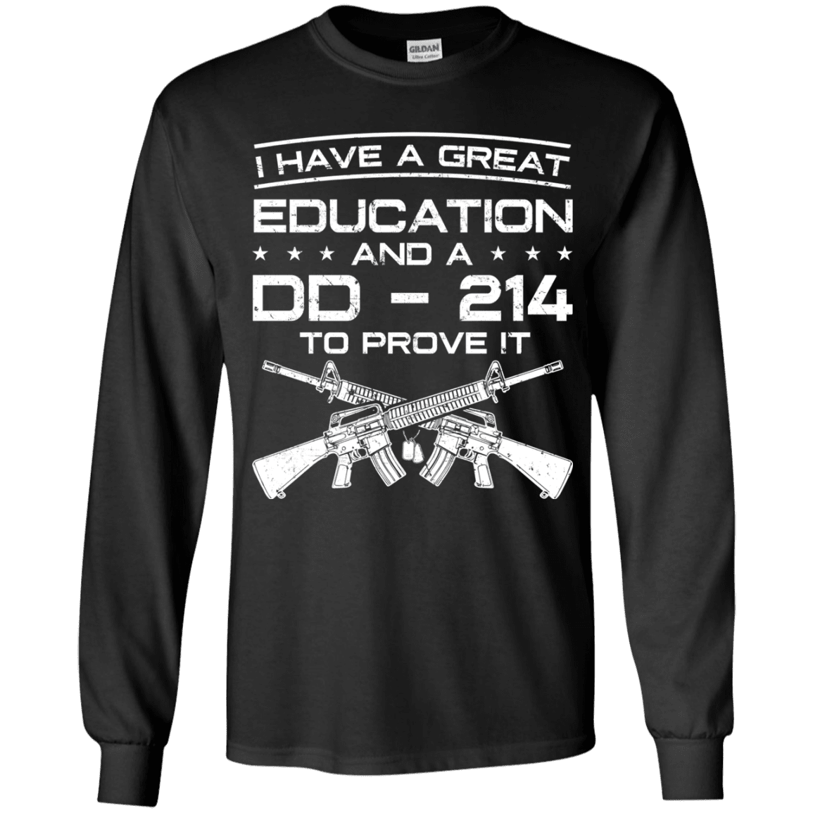 Military T-Shirt "I Have A Great Education And A DD 214 To Prove It - Women" Front-TShirt-General-Veterans Nation