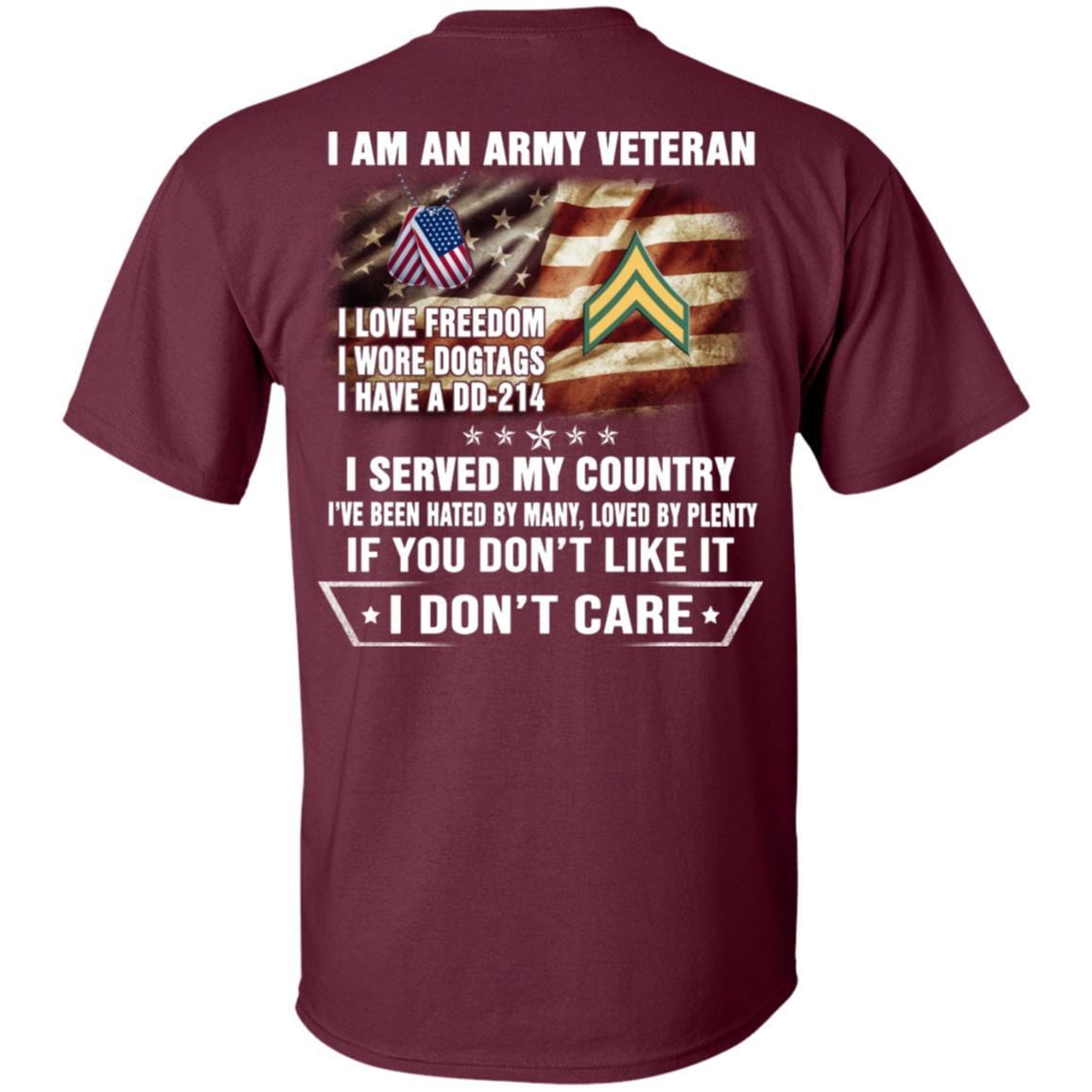 T-Shirt "I Am An Army Veteran" E-4 Corporal(CPL)Rank On Back-TShirt-Army-Veterans Nation