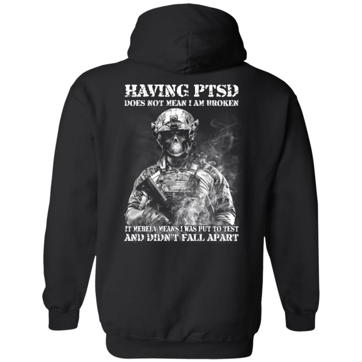 Military T-Shirt "Having PTSD - Didn't Fall Apart Men" On Back-TShirt-General-Veterans Nation