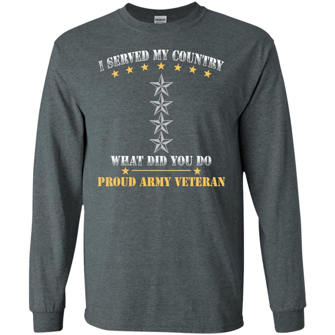 US Army O-10 General O10 GEN General Officer Ranks Men Front T Shirt - Proud US Army Veteran-TShirt-Army-Veterans Nation