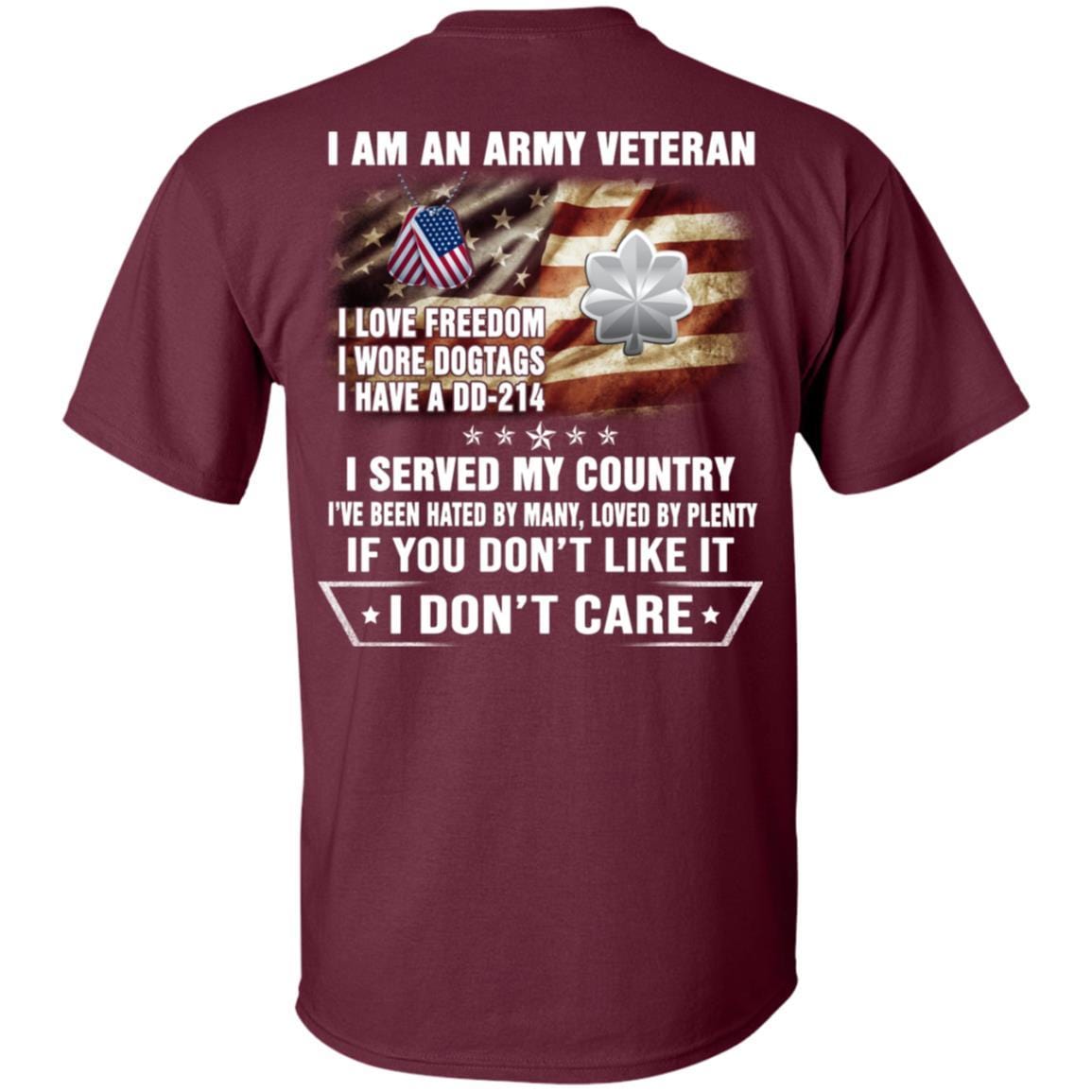 T-Shirt "I Am An Army Veteran" O-5 Lieutenant Colonel(LTC)Rank On Back-TShirt-Army-Veterans Nation