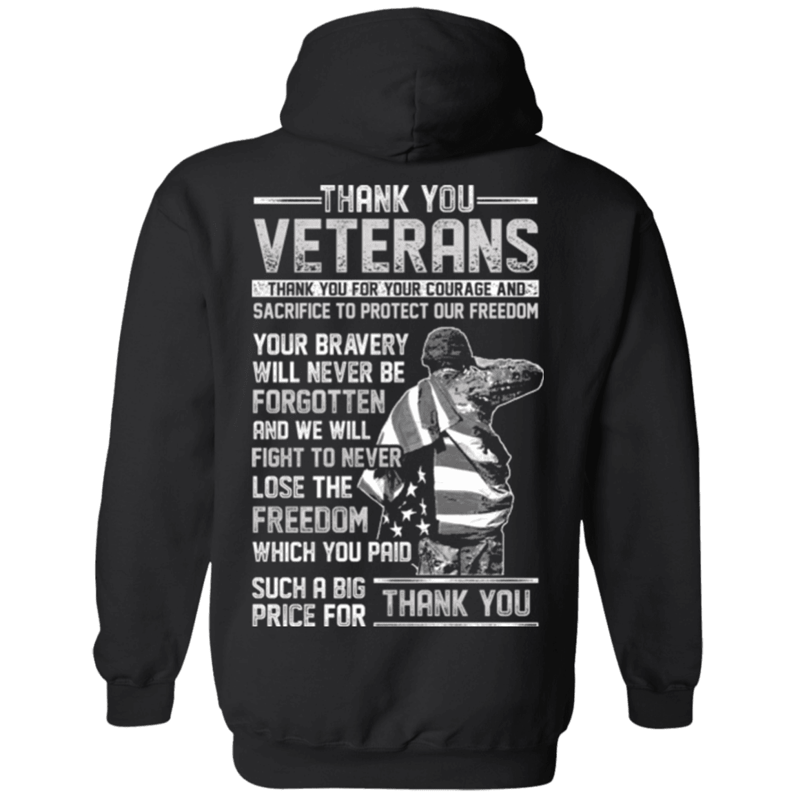 Military T-Shirt "Thank You Veterans" - Men Back-TShirt-General-Veterans Nation