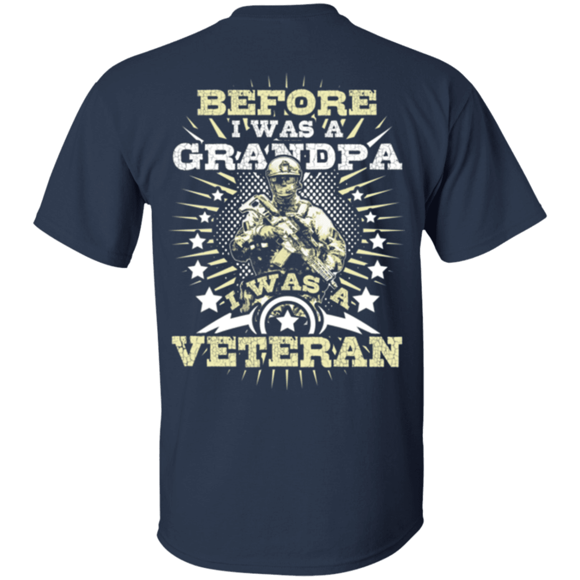 Military T-Shirt "Before I was a Grandpa I was a Veteran" - Men Back-TShirt-General-Veterans Nation