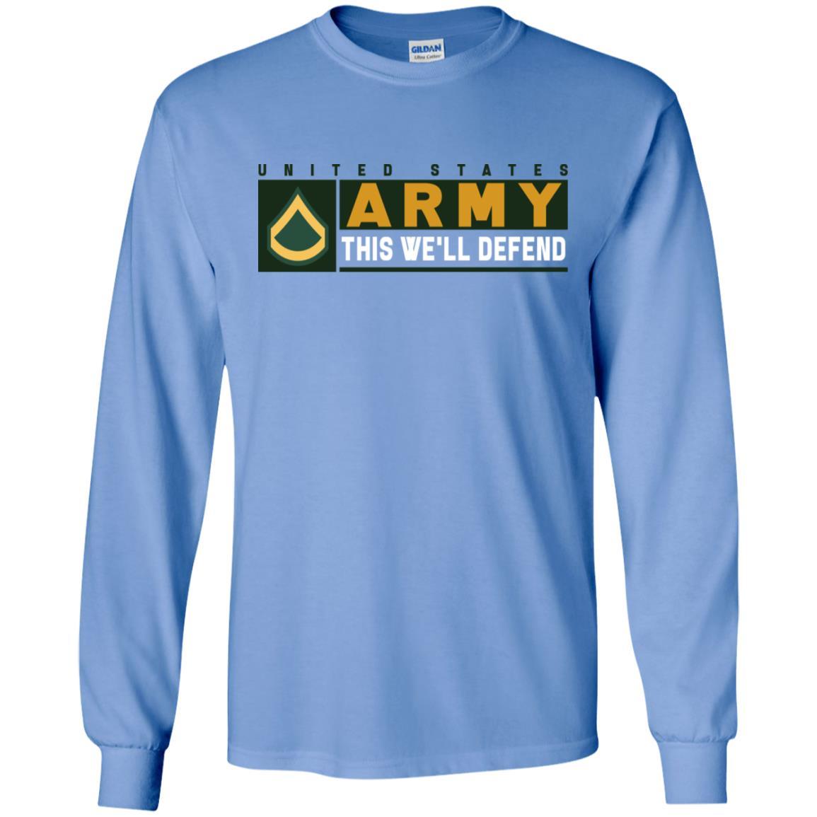 US Army E-3 Private First Class This We Will Defend Long Sleeve - Pullover Hoodie-TShirt-Army-Veterans Nation