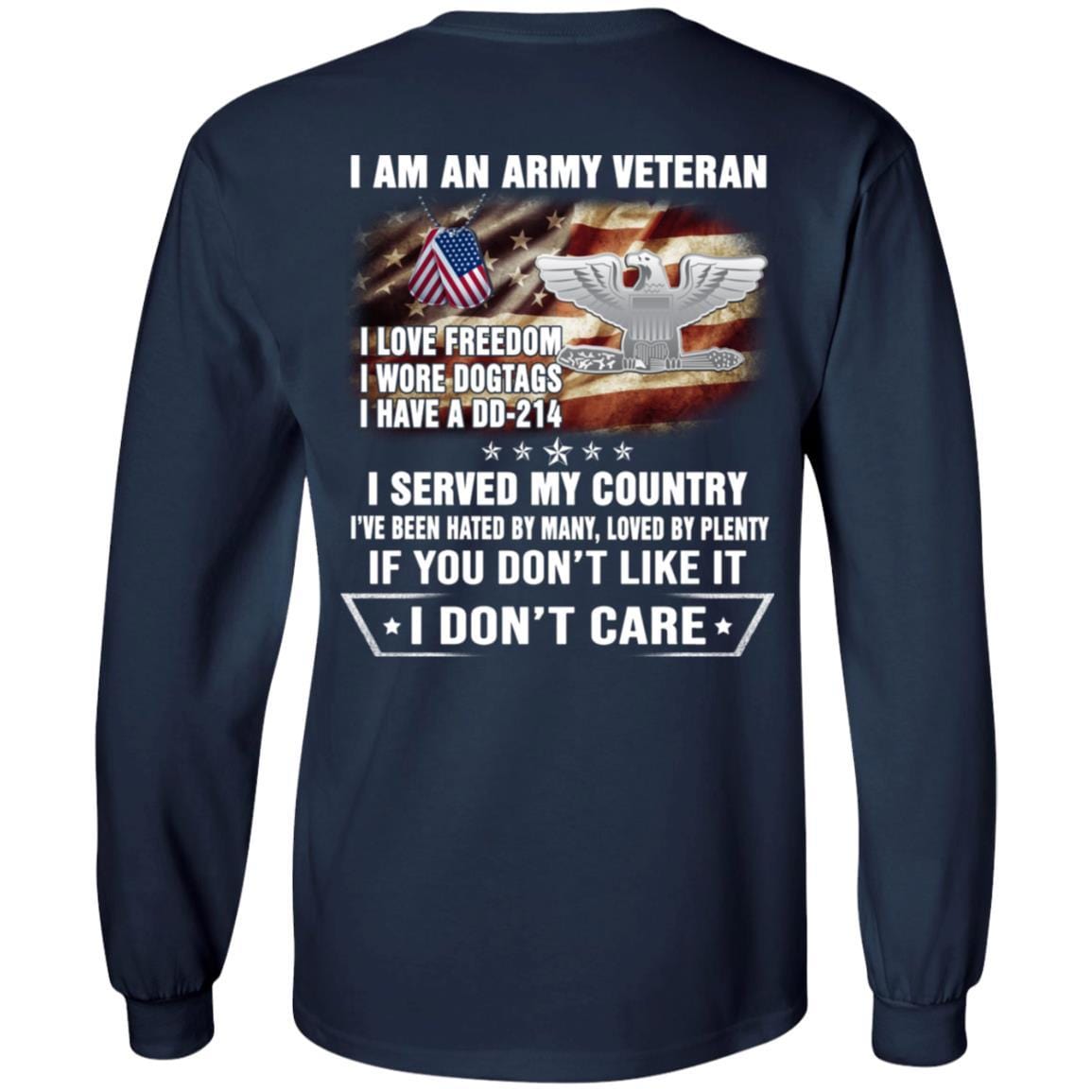 T-Shirt "I Am An Army Veteran" O-6 Colonel(COL)Rank On Back-TShirt-Army-Veterans Nation