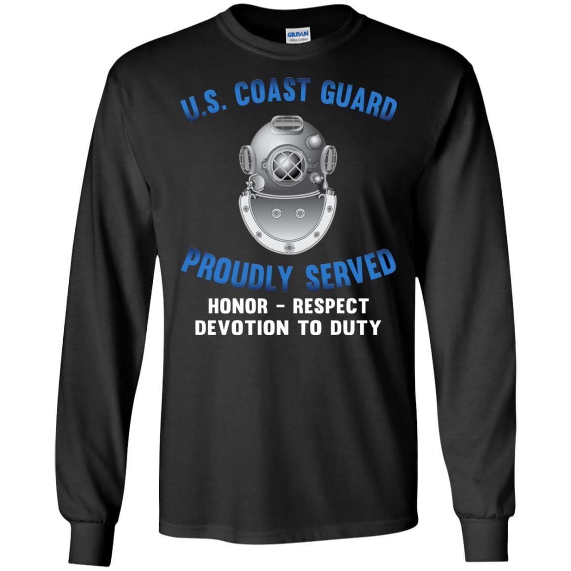 US Coast Guard Diver ND Logo Proudly Served T-Shirt For Men On Front-TShirt-USCG-Veterans Nation