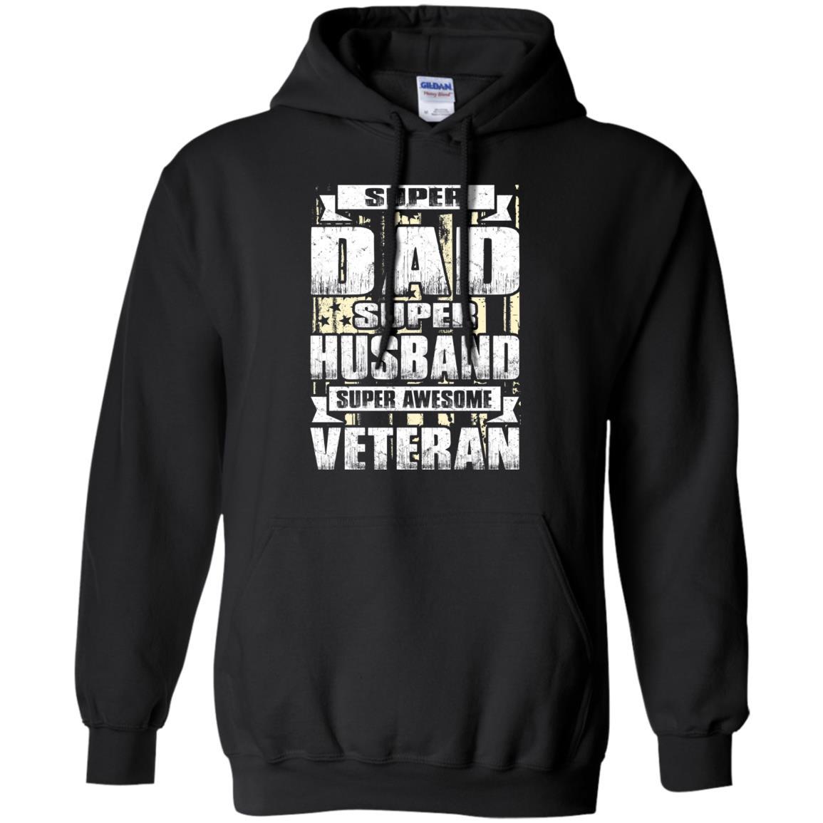 Military T-Shirt "SUPER DAD SUPER HUSBAND SUPER AWESOME VETERAN On" Front-TShirt-General-Veterans Nation