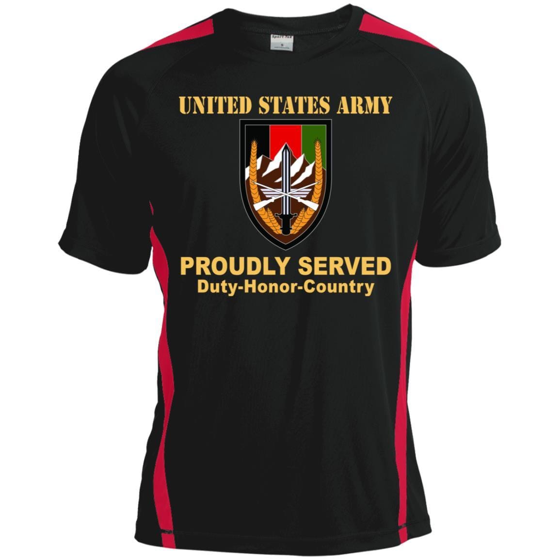 US ARMY CSIB ARMY ELEMENT, UNITED STATES FORCES-AFGHANISTAN- Proudly Served T-Shirt On Front For Men-TShirt-Army-Veterans Nation