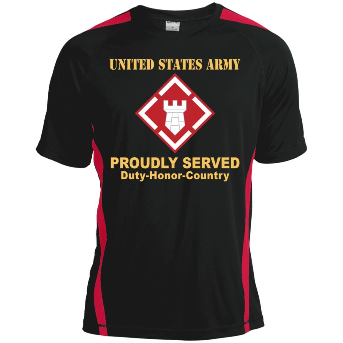 US ARMY 20TH ENGINEER BRIGADE WITH AIRBORNE TAB- Proudly Served T-Shirt On Front For Men-TShirt-Army-Veterans Nation