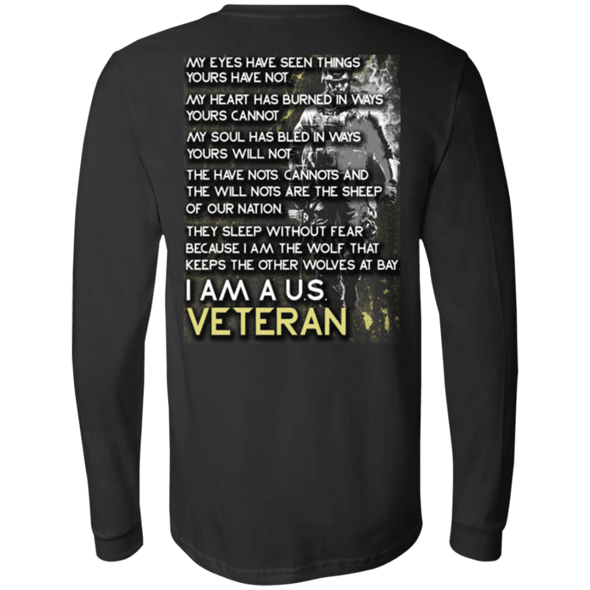 Military T-Shirt "I Am A US Veteran, I Am The Wolf" - Men Back-TShirt-General-Veterans Nation