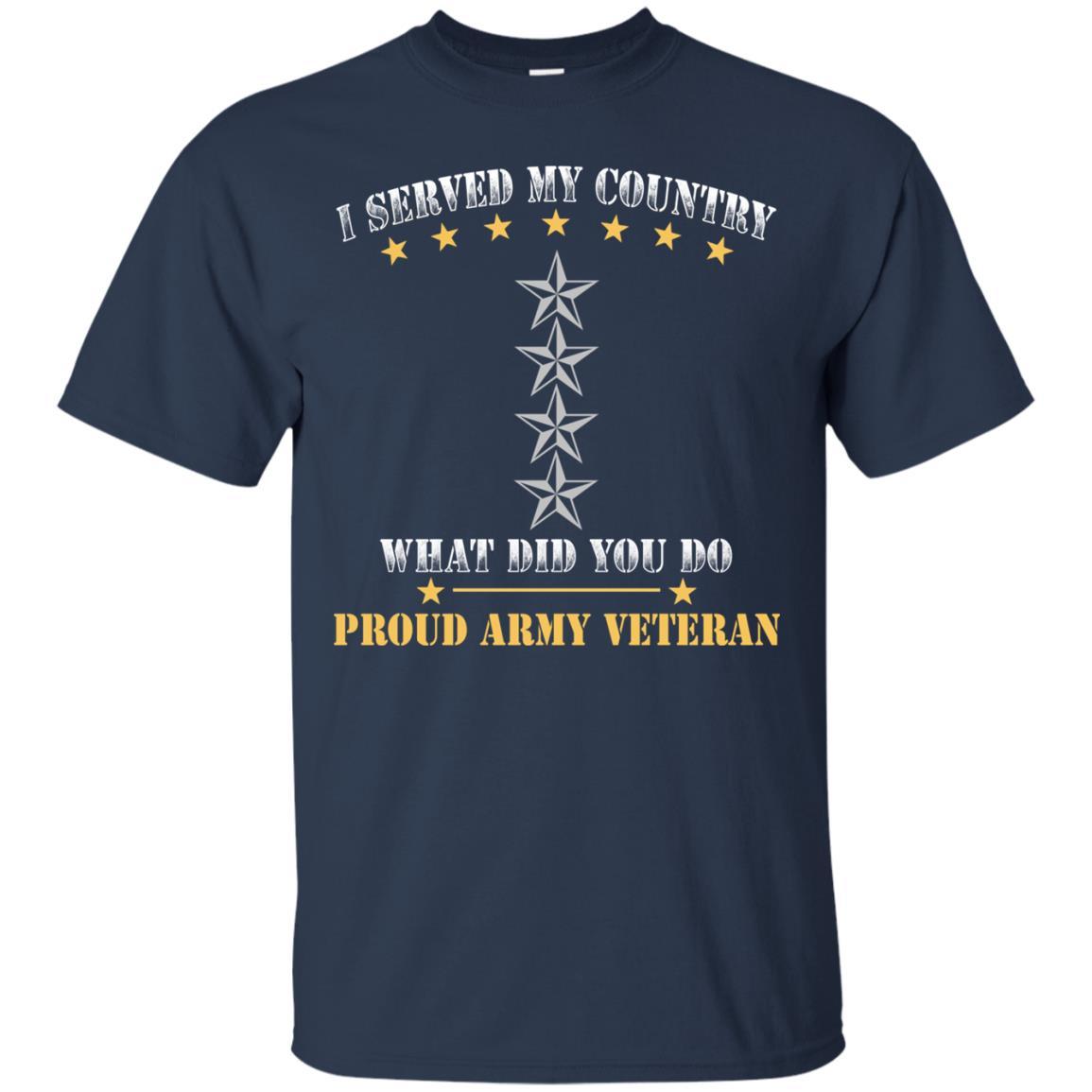 US Army O-10 General O10 GEN General Officer Ranks Men Front T Shirt - Proud US Army Veteran-TShirt-Army-Veterans Nation