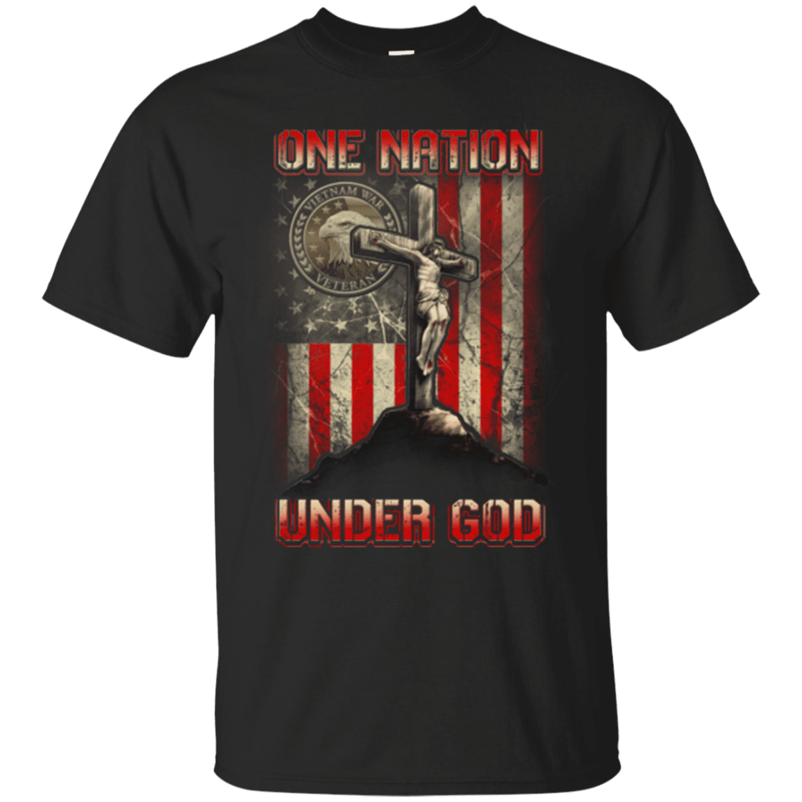 Military T-Shirt "ONE NATION UNDER GOD VIETNAM VETERAN"-TShirt-General-Veterans Nation