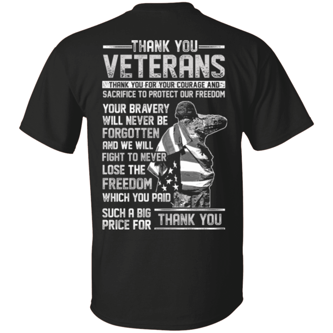 Military T-Shirt "Thank You Veterans" - Men Back-TShirt-General-Veterans Nation