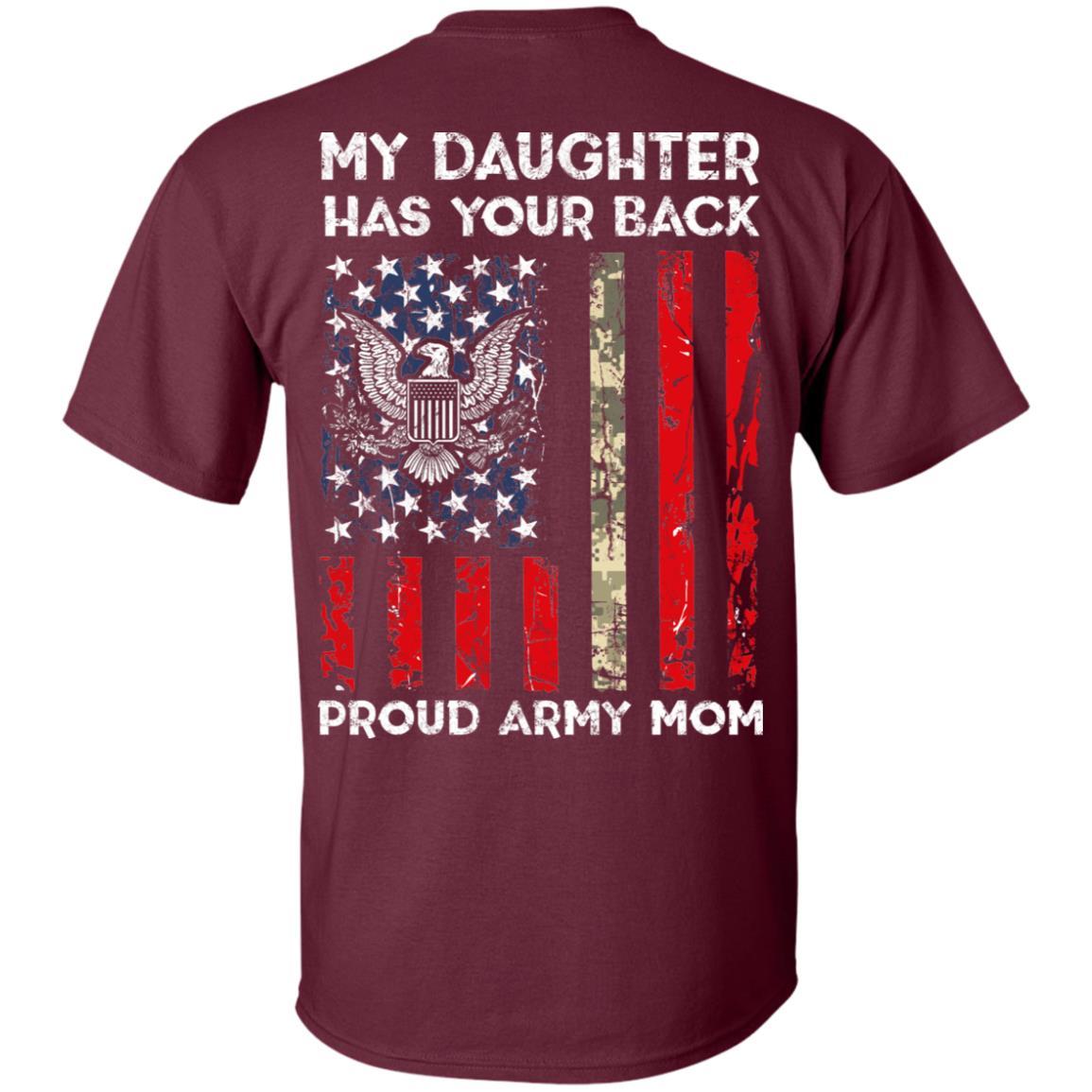 My Daughter Has Your Back - Proud Army Mom Men T Shirt On Back-TShirt-Army-Veterans Nation