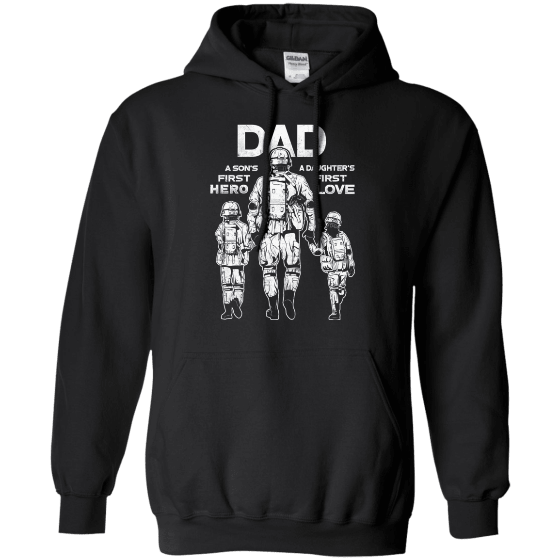 Military T-Shirt "Dad A Son's First Hero Daughter's First Love Men" Front-TShirt-General-Veterans Nation