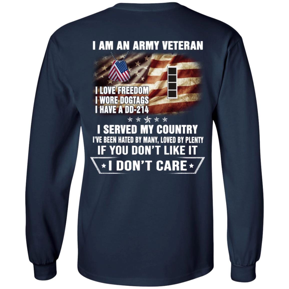 T-Shirt "I Am An Army Veteran" W-4 Chief Warrant Officer 4(CW4)Rank On Back-TShirt-Army-Veterans Nation