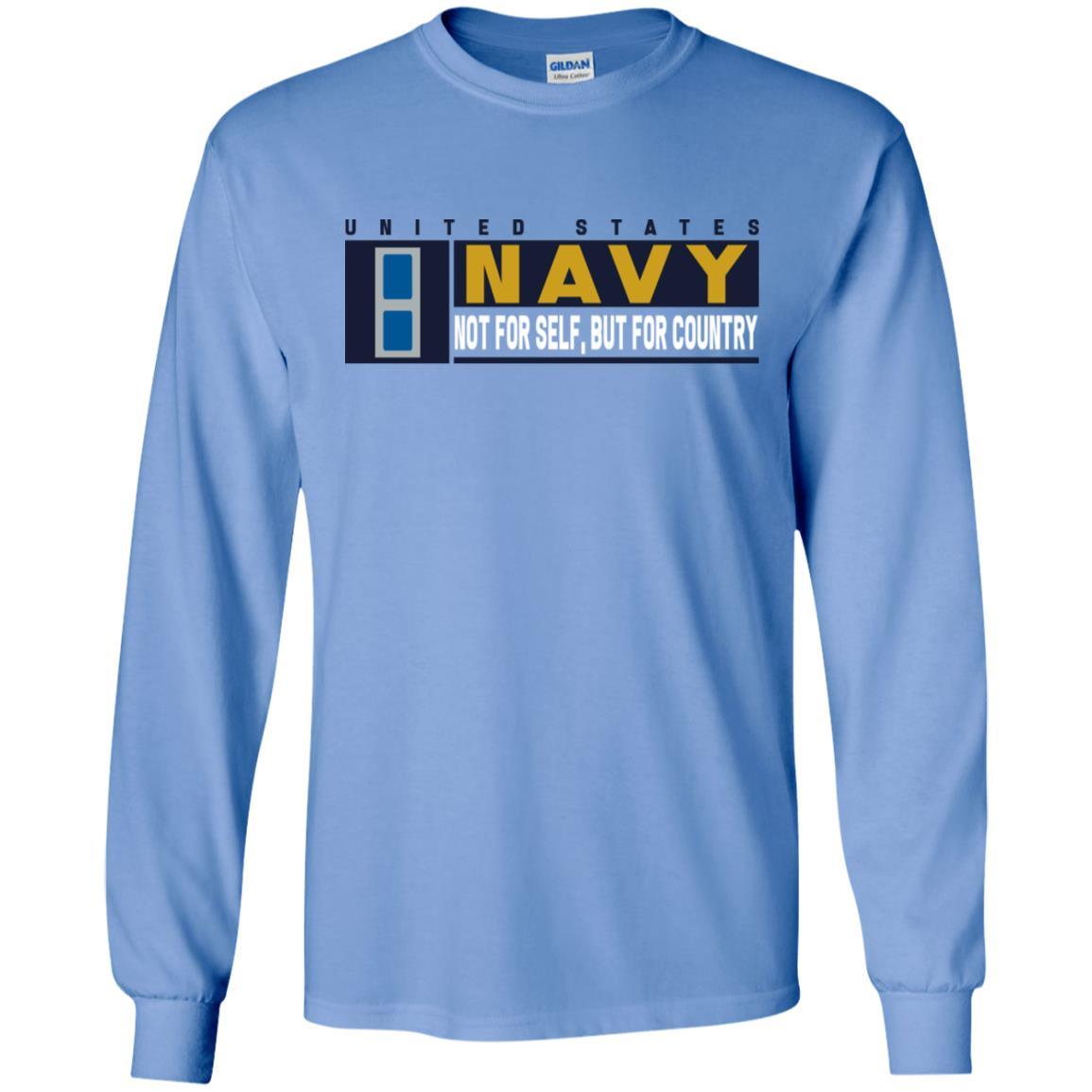US Navy W-3 Chief Warrant Officer Not For Self, But For Country Long Sleeve - Pullover Hoodie-TShirt-Navy-Veterans Nation