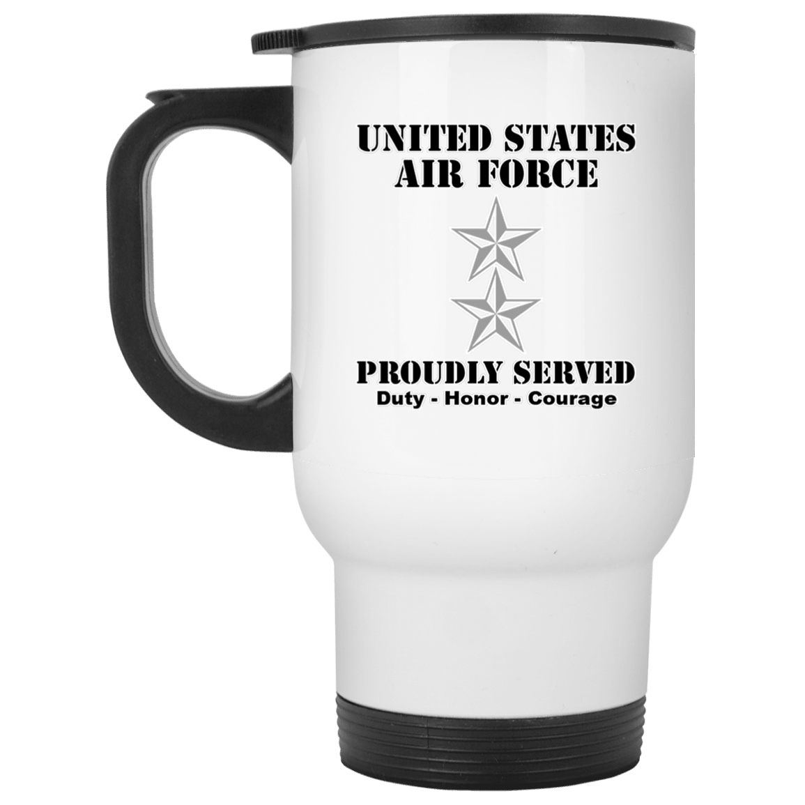 US Air Force O-8 Major General Maj G O8 General Officer Ranks White Coffee Mug - Stainless Travel Mug-Mug-USAF-Ranks-Veterans Nation