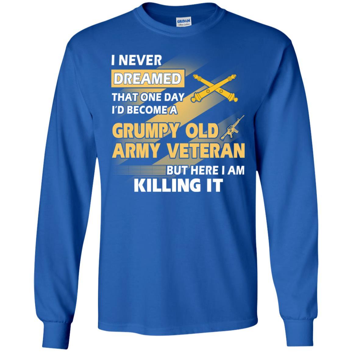 US Army T-Shirt "Field Artillery Grumpy Old Veteran" On Front-TShirt-Army-Veterans Nation