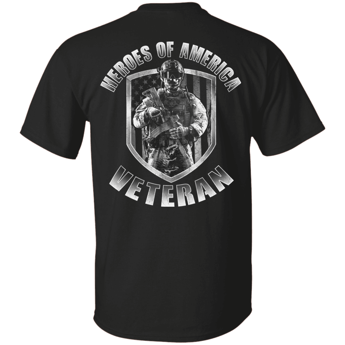 Military T-Shirt "Veteran - Heroes Of America" Men Back-TShirt-General-Veterans Nation