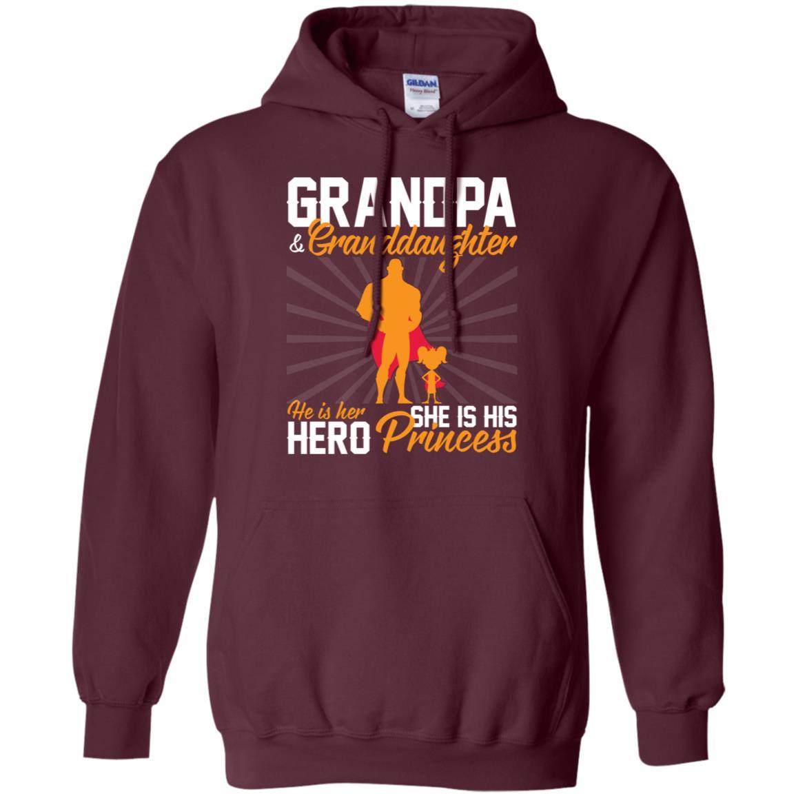 Military T-Shirt "Grandpa & granddaughter he is her hero she is his princess On" Front-TShirt-General-Veterans Nation