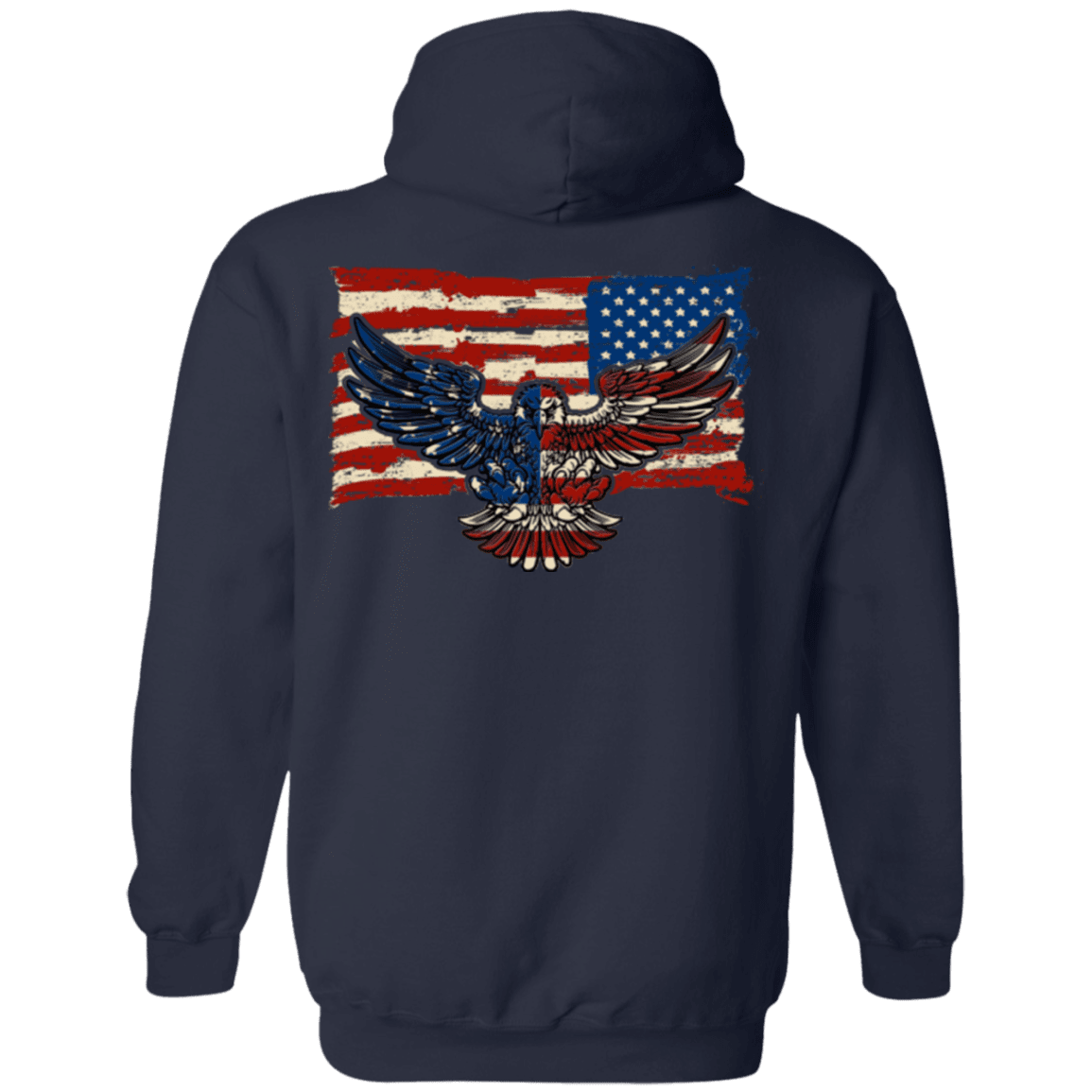 Military T-Shirt "Independence 4 of July Veteran Eagle Flag" Men Back-TShirt-General-Veterans Nation