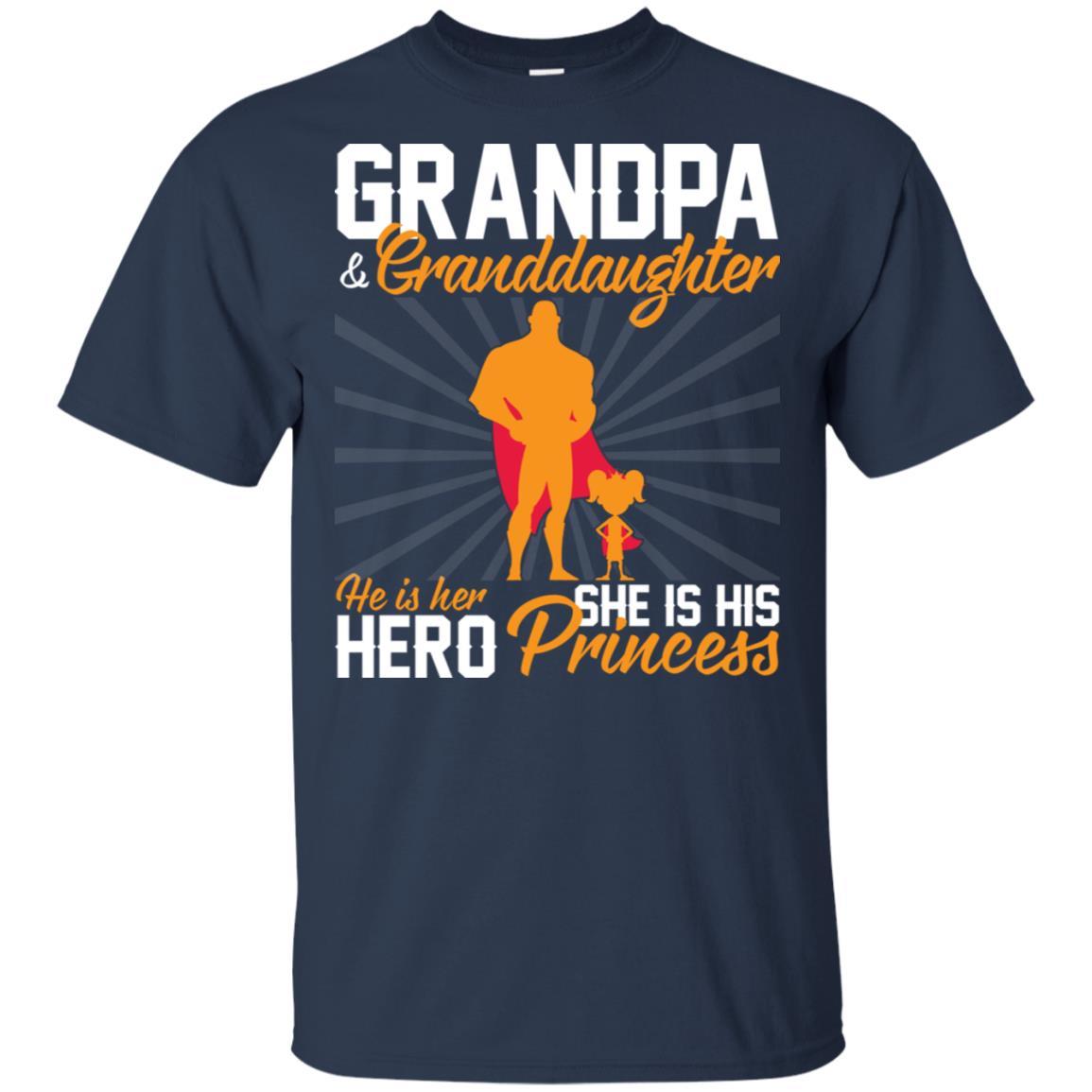 Military T-Shirt "Grandpa & granddaughter he is her hero she is his princess On" Front-TShirt-General-Veterans Nation