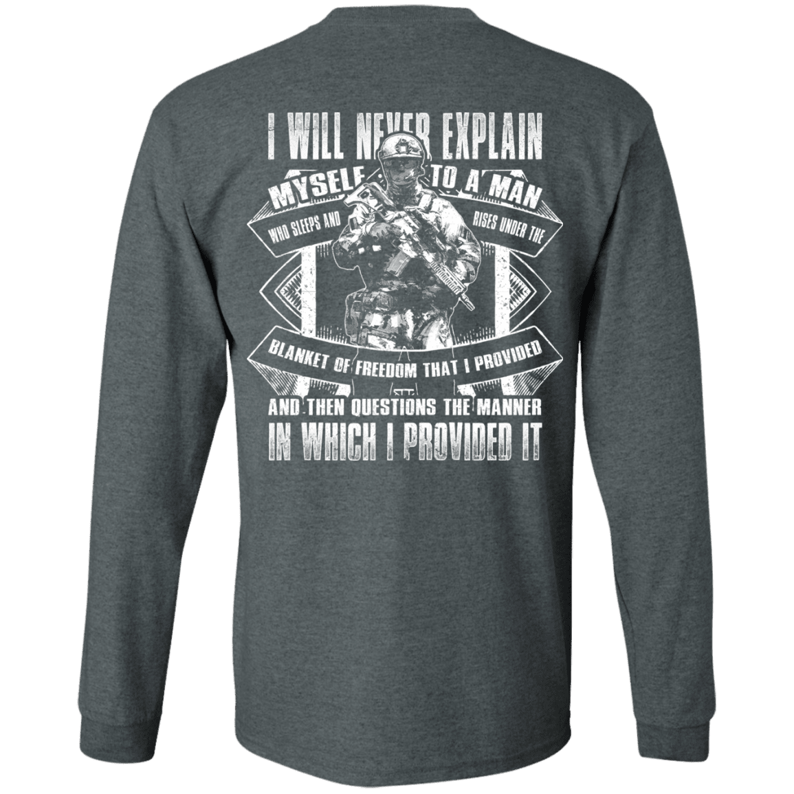Military T-Shirt "I will never explain myself to a man" Men Back-TShirt-General-Veterans Nation