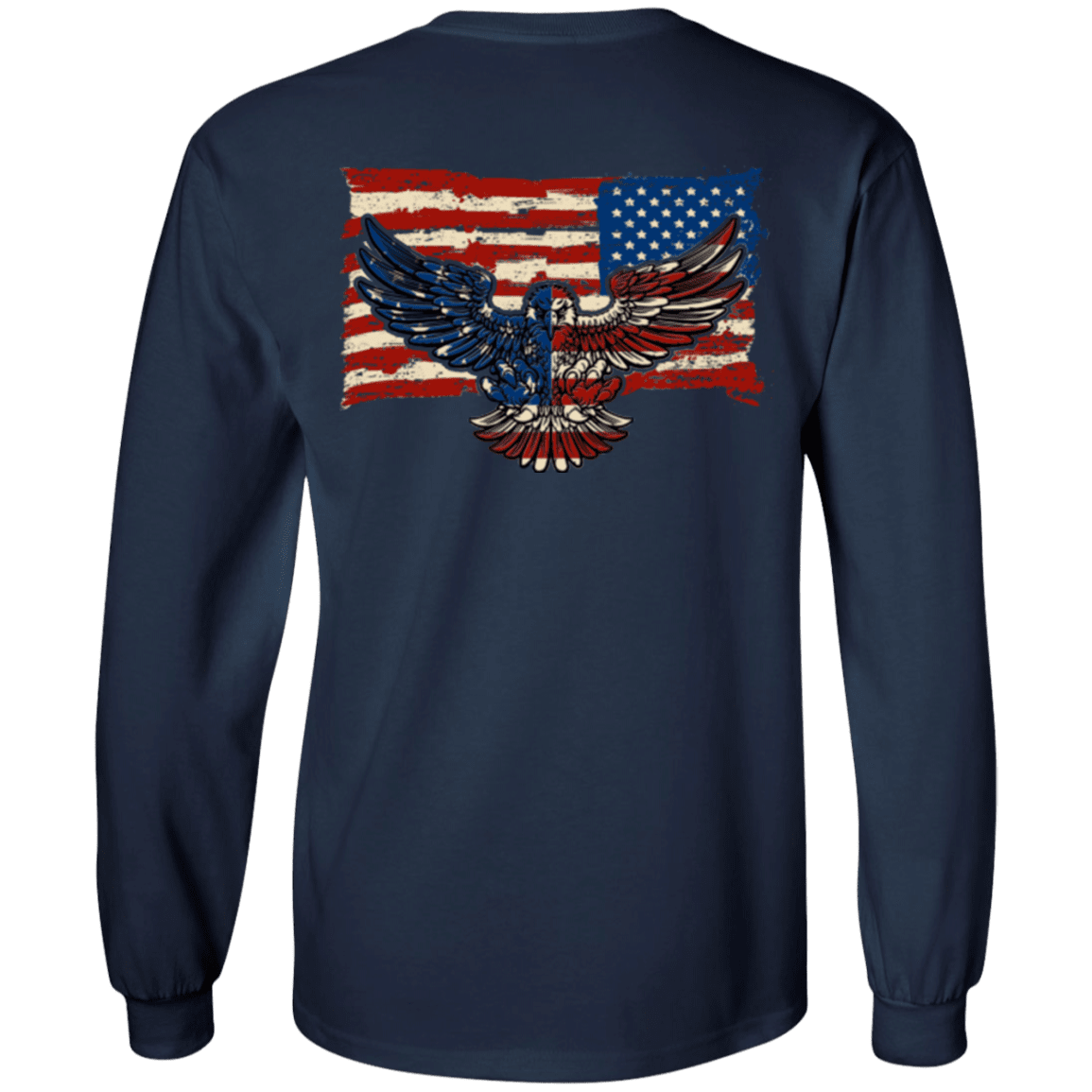 Military T-Shirt "Independence 4 of July Veteran Eagle Flag" Men Back-TShirt-General-Veterans Nation