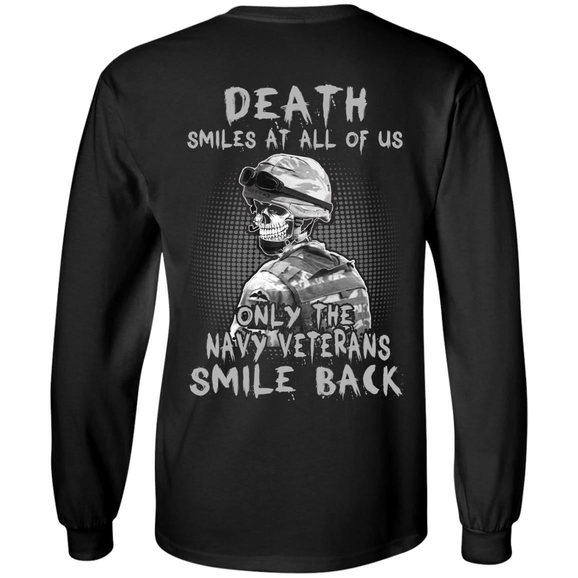 Death Smiles At All Of Us - Only The Navy Veterans Smile Back Men T Shirt On Back-TShirt-Navy-Veterans Nation