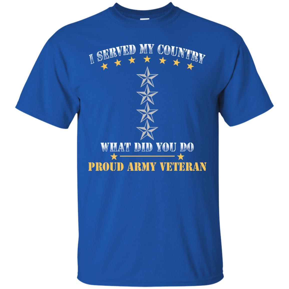 US Army O-10 General O10 GEN General Officer Ranks Men Front T Shirt - Proud US Army Veteran-TShirt-Army-Veterans Nation