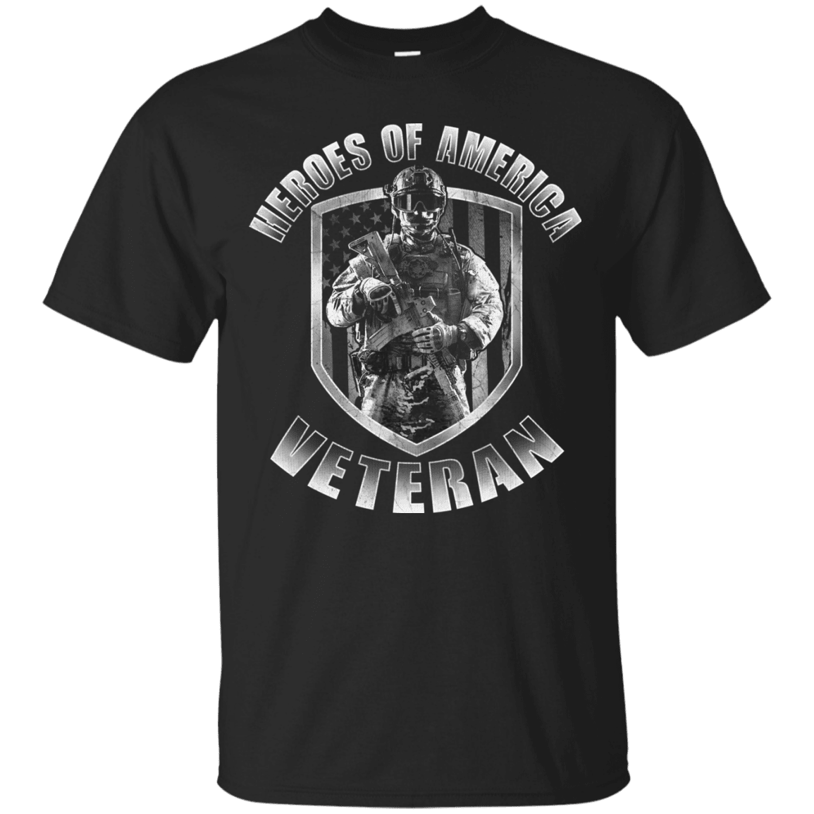 Military T-Shirt "Veterans - Heroes Of America Men" Front-TShirt-General-Veterans Nation