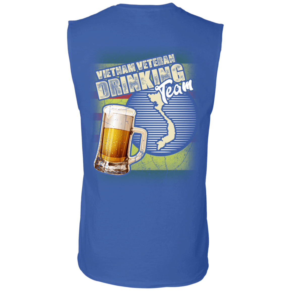 Military T-Shirt "Vietnam Veteran Drinking Bear Team Back"-TShirt-General-Veterans Nation
