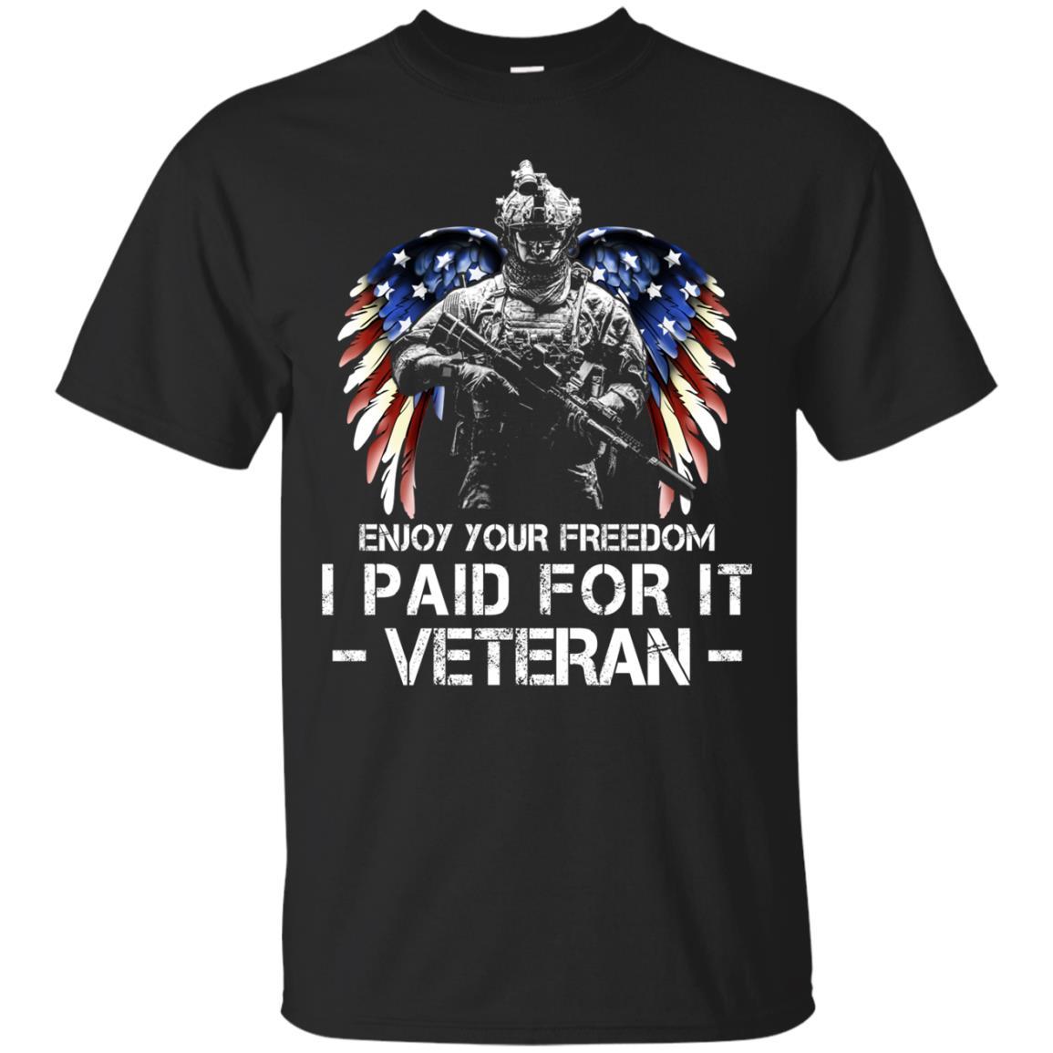 Military T-Shirt "Enjoy Your Freedom - I Paid For It Veteran Men On" Front-TShirt-General-Veterans Nation