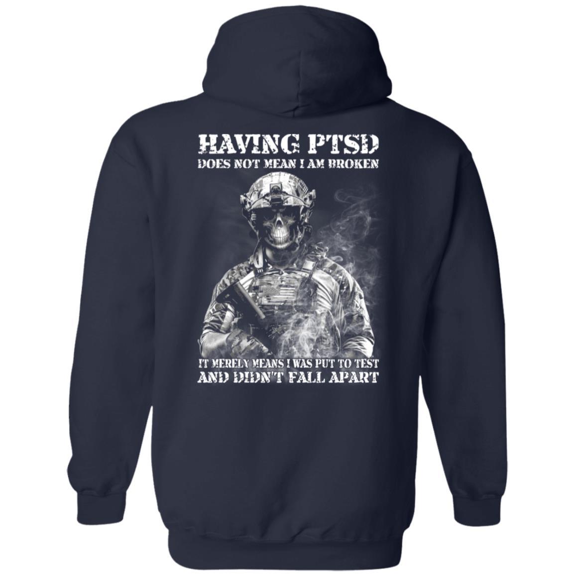 Military T-Shirt "Having PTSD - Didn't Fall Apart Men" On Back-TShirt-General-Veterans Nation
