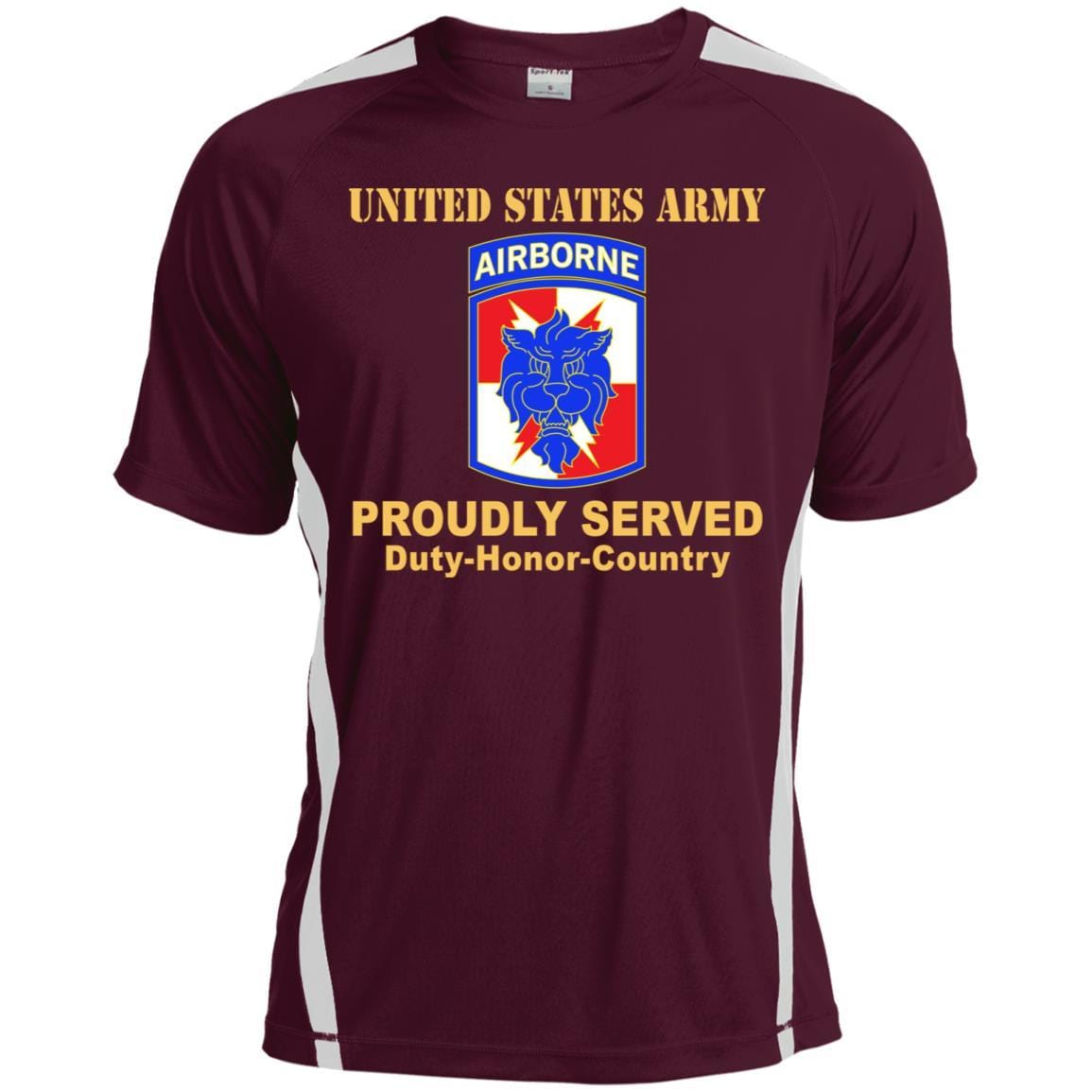 US ARMY 35TH SIGNAL BRIGADE W AIRBORNE TAB- Proudly Served T-Shirt On Front For Men-TShirt-Army-Veterans Nation