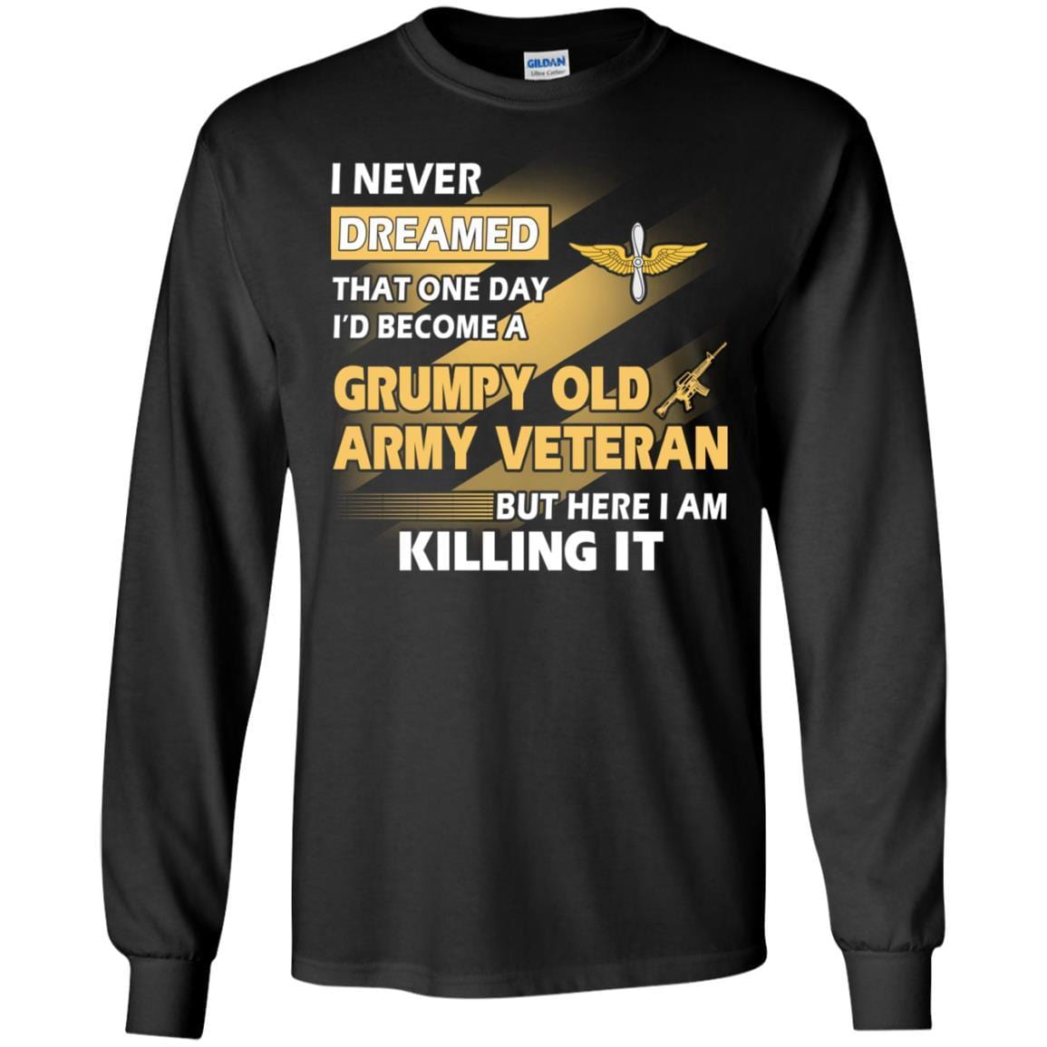 US Army T-Shirt "Aviation Grumpy Old Veteran" On Front-TShirt-Army-Veterans Nation