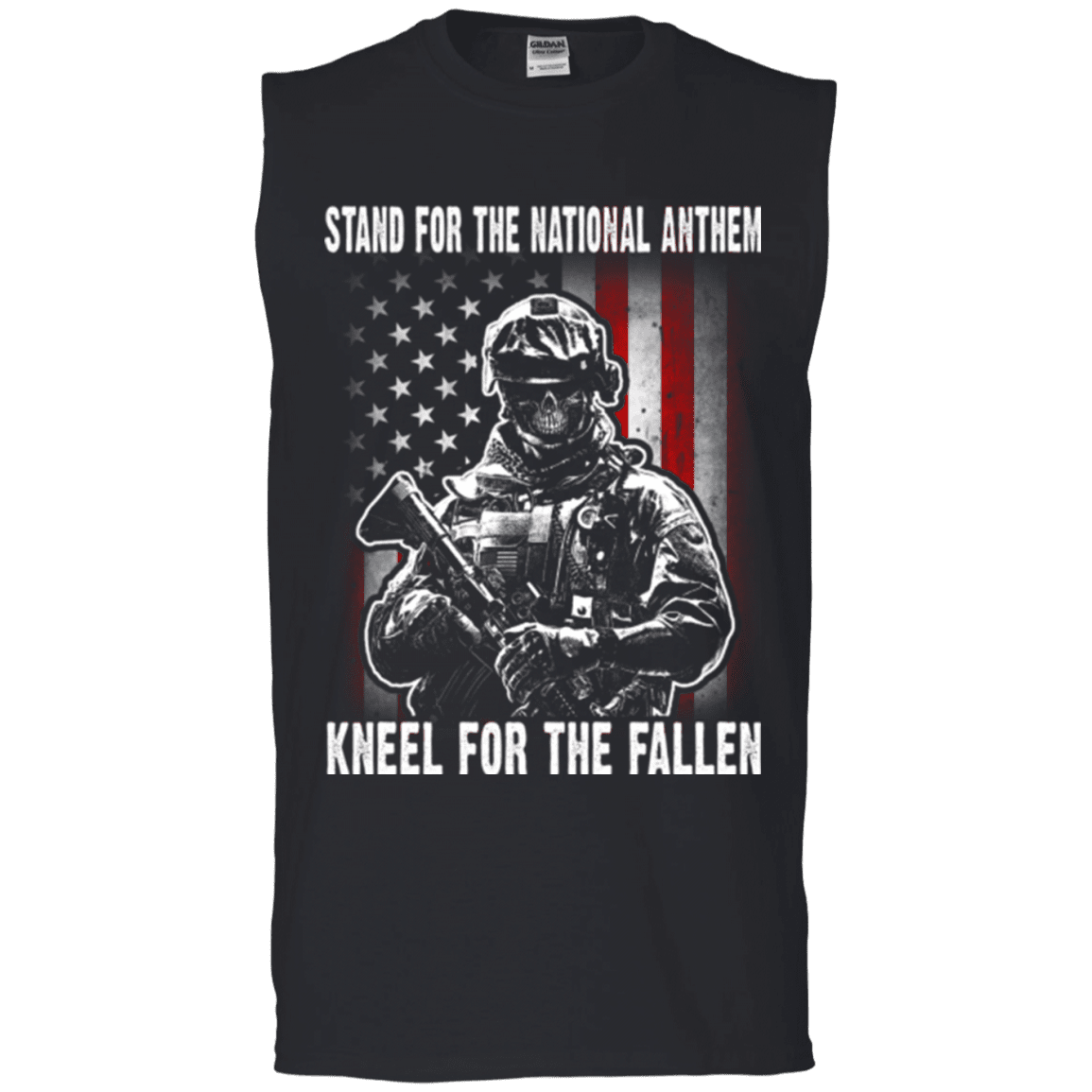 Military T-Shirt "Stand For The National Anthem Kneel For The Fallen"-TShirt-General-Veterans Nation