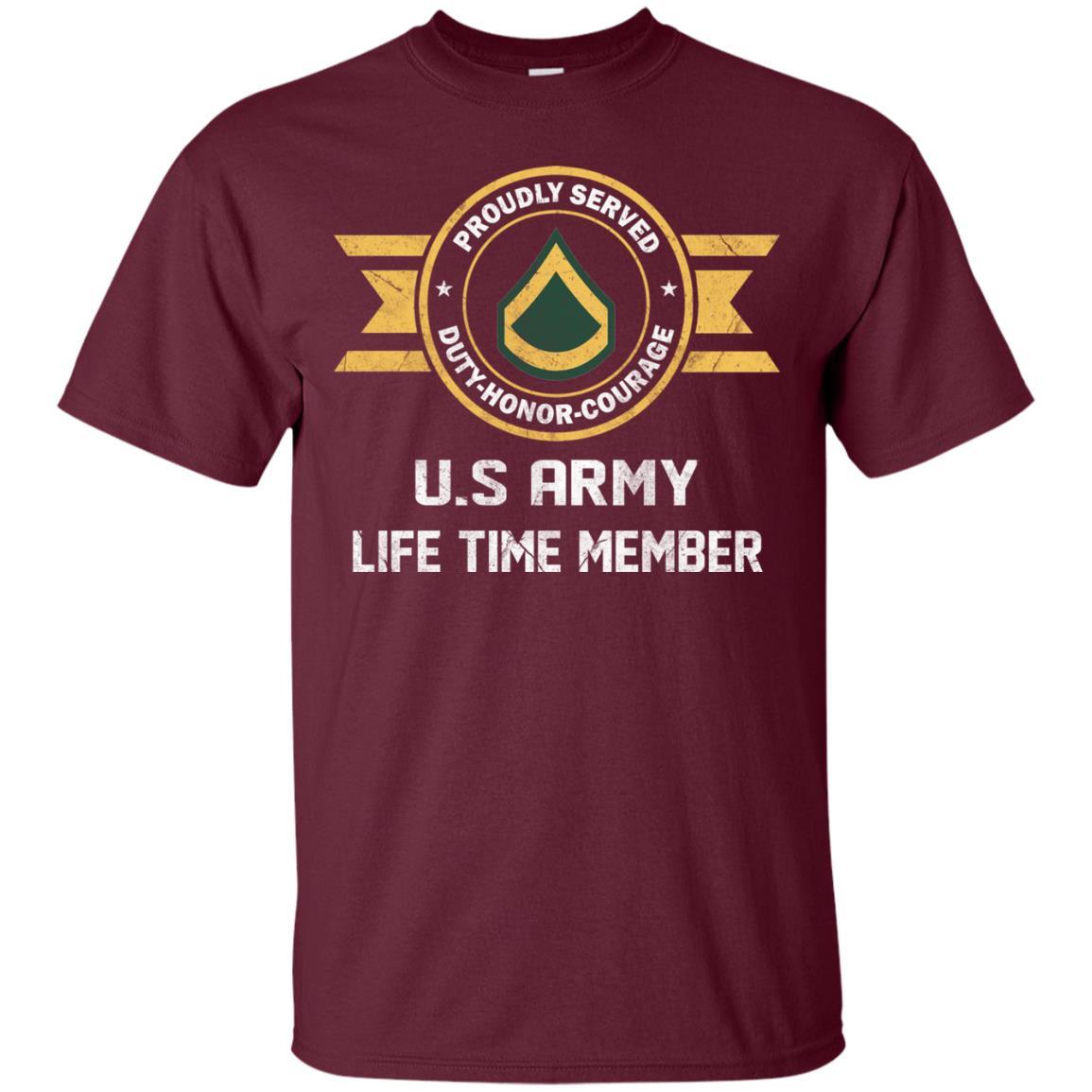 Life Time Member - Army E-3 PFC E3 Private First Class Ranks Men T Shirt On Front-TShirt-Army-Veterans Nation