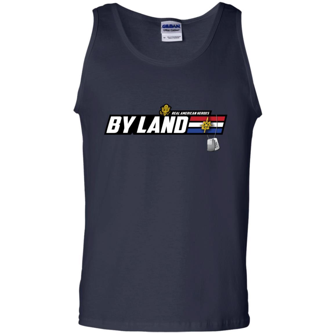 US Army T-Shirt "Military Intelligence Branch Real American Heroes By Land" On Front-TShirt-Army-Veterans Nation