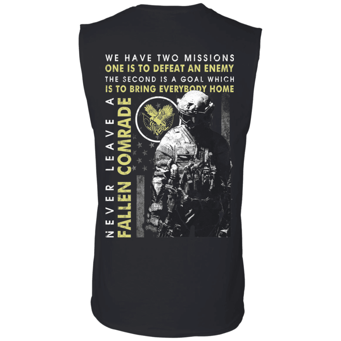 Military T-Shirt "Never Leave A Fallen Comrade Veteran" Men Back-TShirt-General-Veterans Nation