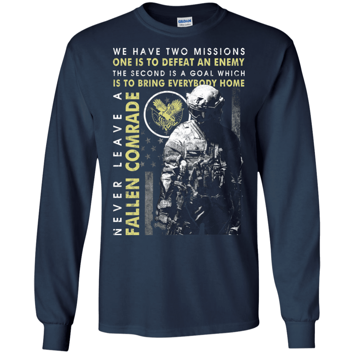 Military T-Shirt "Never Leave A Fallen Comrade Veteran Men" Front-TShirt-General-Veterans Nation
