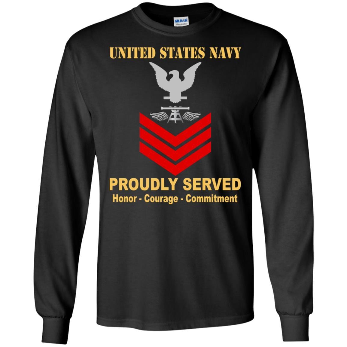 Navy Aviation Fire Control Tech Navy AQ E-6 Rating Badges Proudly Served T-Shirt For Men On Front-TShirt-Navy-Veterans Nation